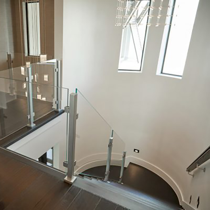Indoor Stairs Stainless Steel Square Tube Baluster Glass Railing