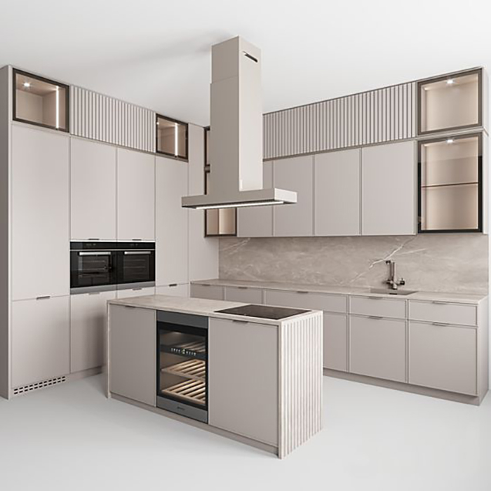 High Quality White Solid Wood Kitchen Cabinet With Sink