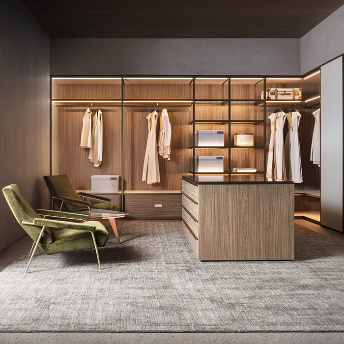 Cloakroom Furniture Glass Doors Closet Wooden Wardrobes With Lights